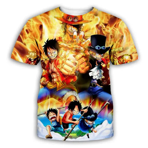One Piece T shirt Ace Sabo Luffy - Mugiwara Shop