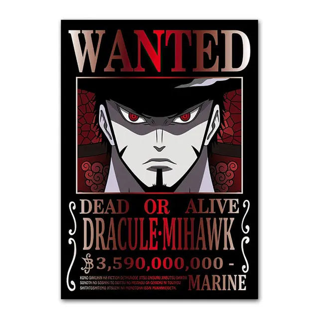 one piece mihawk wanted poster Mugiwara Shop